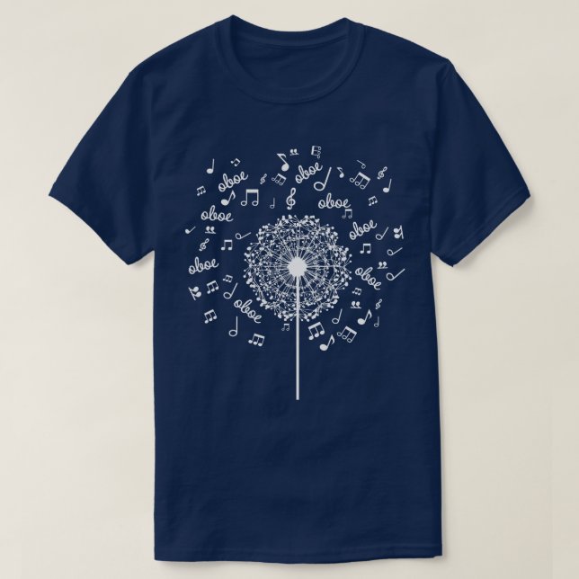 Camiseta Dandelion de Música Oboe Player (Frente do Design)