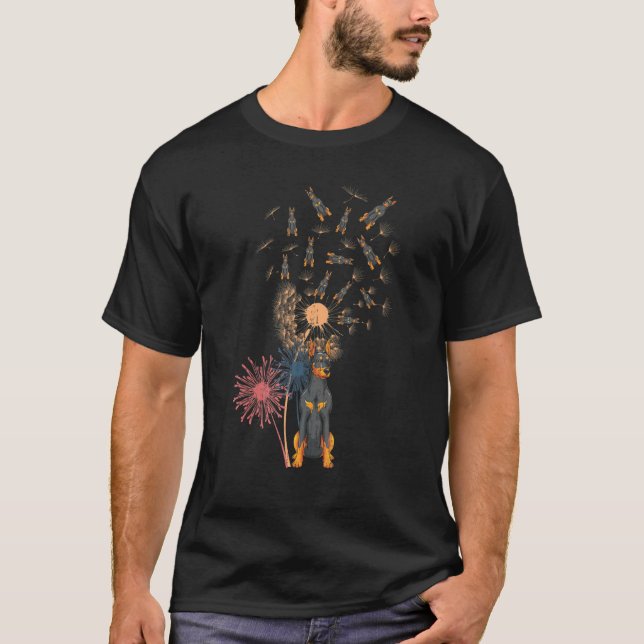 Camiseta Dandelion Doberman Proprietário do Cão Porco Anima (Frente)
