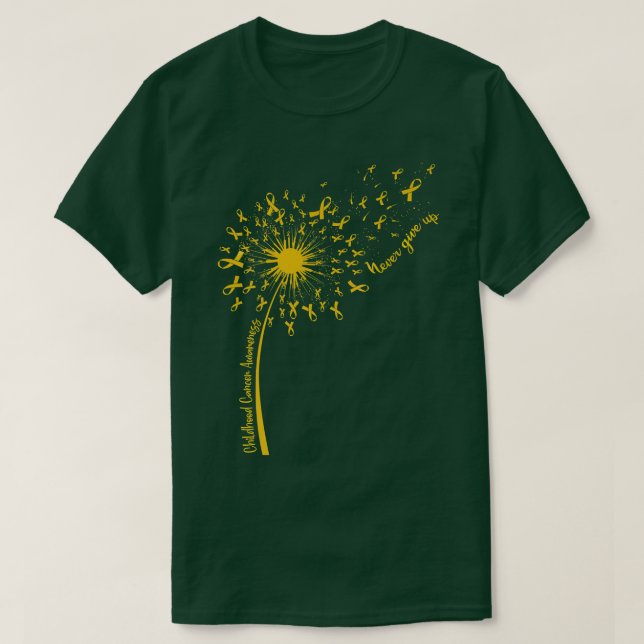 Camiseta Dandelion Dourada Fita Cancer Sensibilização S (Frente do Design)