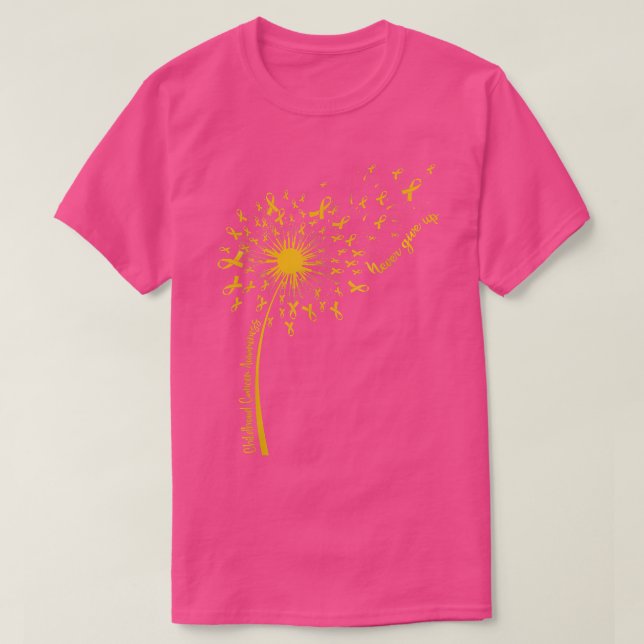 Camiseta Dandelion Dourada Fita Cancer Sensibilização S (Frente do Design)