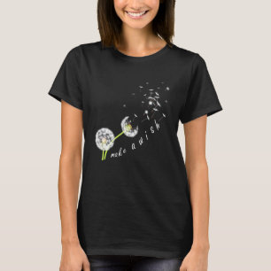 Camiseta Dandelion Flower Impressão Lucky Charm Faz Um Des