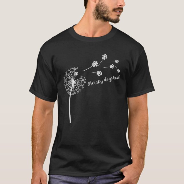 Camiseta Dandelion Flower Therapy Dogs Heal Animal Lover Na (Frente)