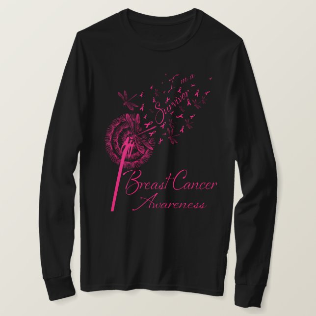 Camiseta Dandelion I'm A Survivor Breast Cancer Awareness F (Frente do Design)