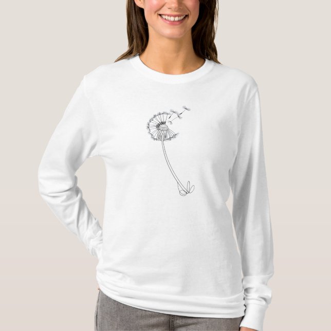 Camiseta dandelion lineal floral art (Frente)