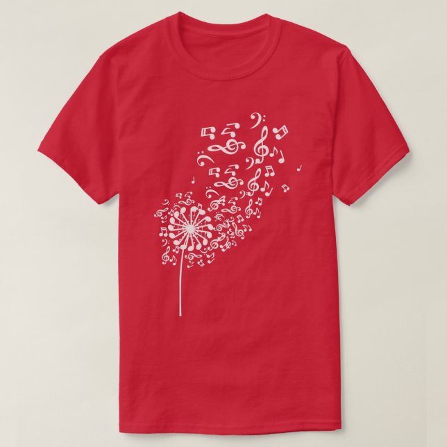 Camiseta Dandelion Musical Notes Music Lover Nature Flower (Frente do Design)