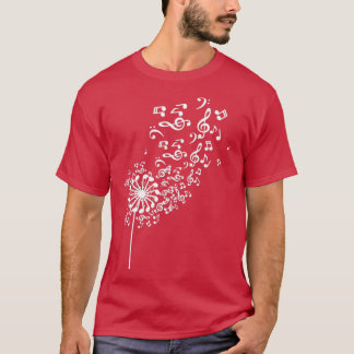 Camiseta Dandelion Musical Notes Music Lover Nature Flower
