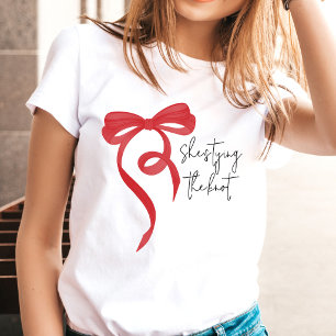 Camiseta Dando o Nó Laço Coquete Vermelho Festa de Despedid
