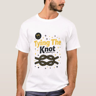 Camiseta Dando o Nó Piada de Casamento Divertida