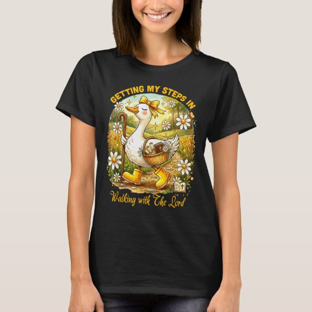 Camiseta Dando passos andando com o senhor cristão (Frente)