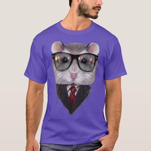 Camiseta Dandy Cinza Dwarf Hamster vestindo Sunglass e (Frente)