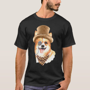 Camiseta Dandy Corgi Com Hat Scarf E Monocle