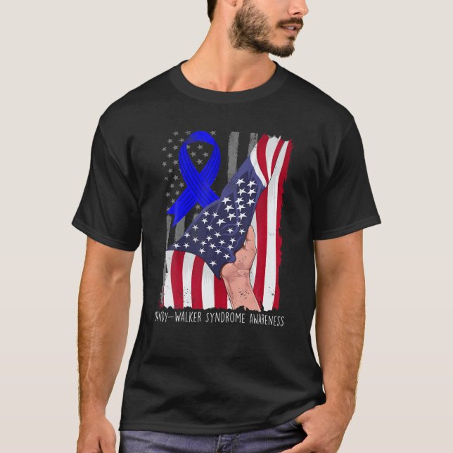 Camiseta Dandy-Walker Syndrome Awareness American Flag Blue (Frente)