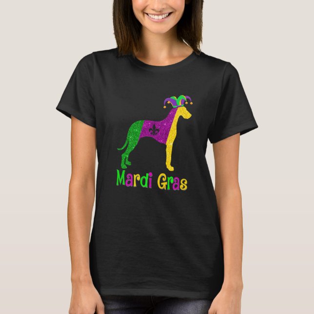 Camiseta Dane Dog Lover Mardi Gras Carnival Jester Premium (Frente)