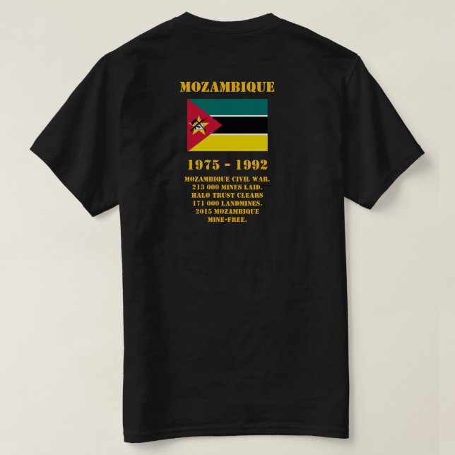 Camiseta Danger Landmines, Mozambique (Verso do Design)