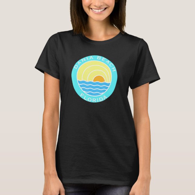 Camiseta Dania Beach Florida Retro Sunset (Frente)