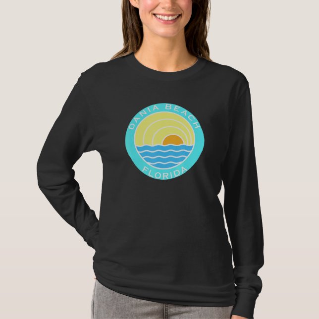 Camiseta Dania Beach Florida Retro Sunset (Frente)