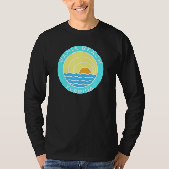 Camiseta Dania Beach Florida Retro Sunset (Frente)