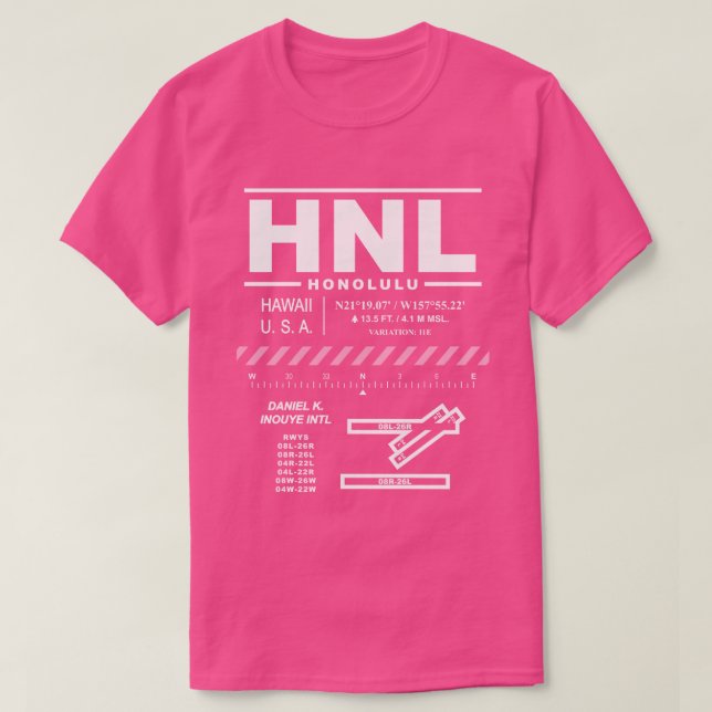 Camiseta Daniel K. Inouye Int'l Airport HNL T-Shirt (Frente do Design)