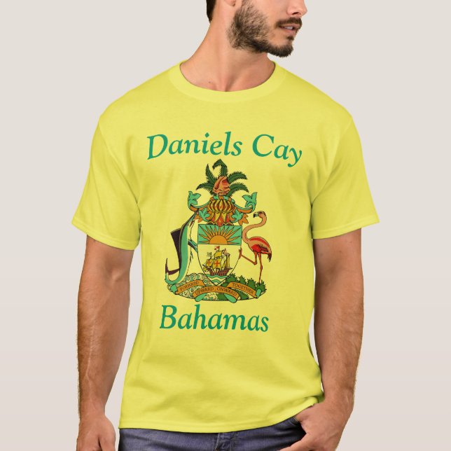 Camiseta Daniels Cay, Bahamas com Casaco de Armas (Frente)