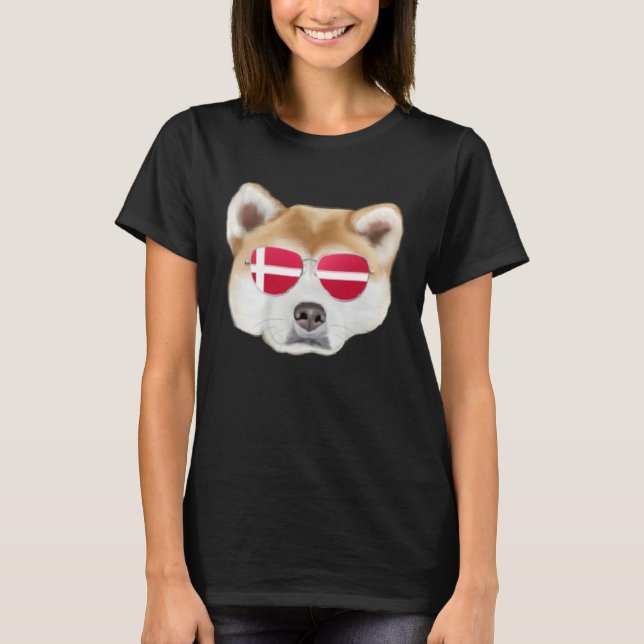 Camiseta Danish Flag Akita Dog Denmark Pocket (Frente)