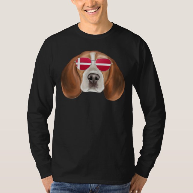 Camiseta Danish Flag Beagle Dog Denmark Pocket (Frente)