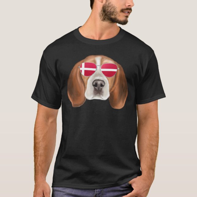Camiseta Danish Flag Beagle Dog Denmark Pocket (Frente)