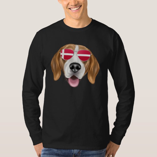 Camiseta Danish Flag Harrier Dog Denmark Pocket (Frente)