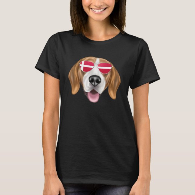 Camiseta Danish Flag Harrier Dog Denmark Pocket (Frente)