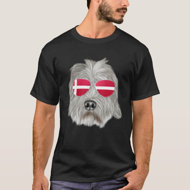 Camiseta Danish Flag Irish Wolfhound Dog Denmark Pocket (Frente)