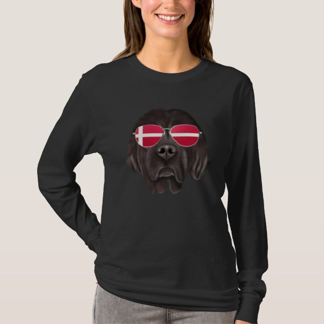 Camiseta Danish Flag Newfoundland Dog Denmark Pocket (Frente)