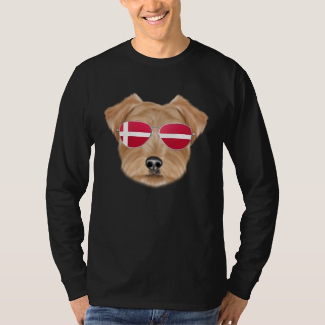 Camiseta Danish Flag Norfolk Terrier Dog Denmark Pocket (Frente)