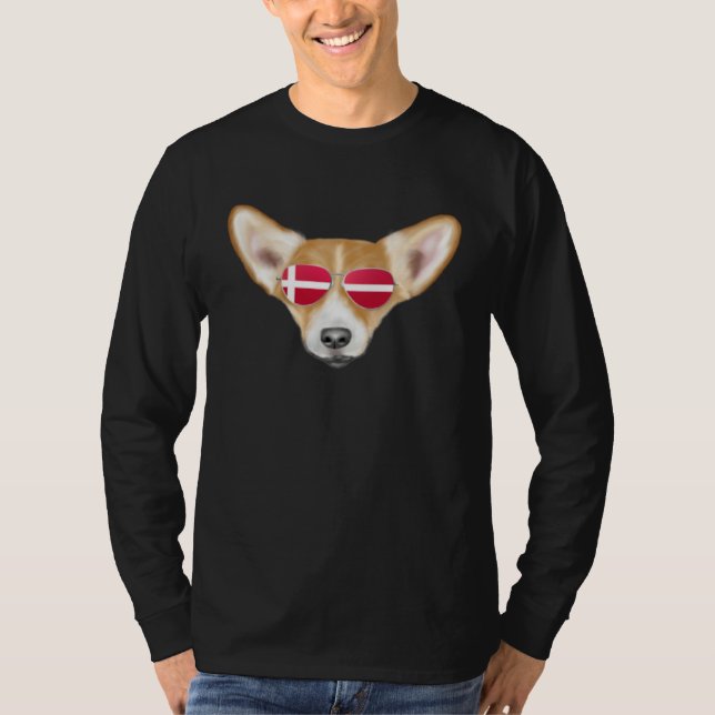 Camiseta Danish Flag Pembroke Welsh Corgi Dog Denmark Pocke (Frente)