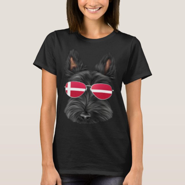 Camiseta Danish Flag Scottish Terrier Dog Denmark Pocket (Frente)
