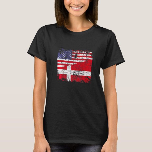 Camiseta Danish Roots Half American Flag Dinamarca (Frente)