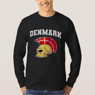 Camiseta Danmark Flag Mohawk Skull National Denmark Team Su