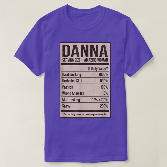 Camiseta Danna Nutrition Fatos Nome Alias Do Apelido Título (Frente do Design)
