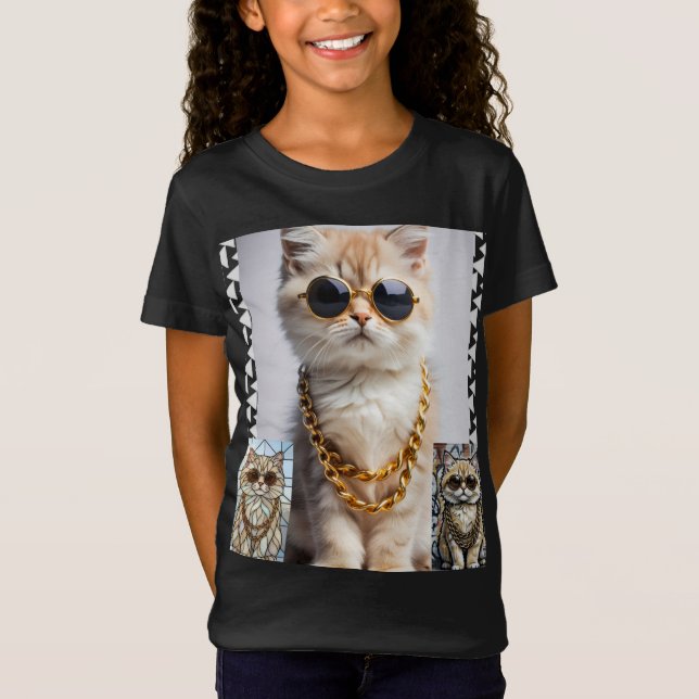 Camiseta Dapper Animal | Kitty In Sunglasse  – Personalized (Frente)