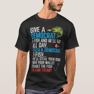 Camiseta Dar A Um Democrata Peixes Engraçados Homens Republ