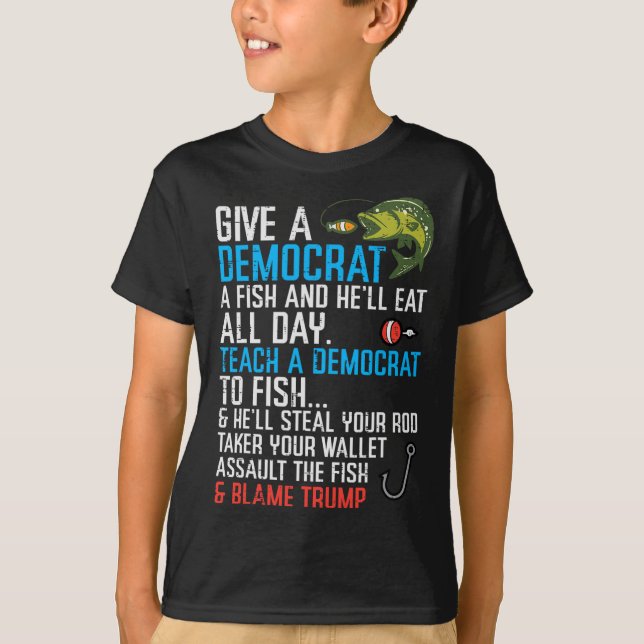 Camiseta Dar A Um Democrata Peixes Engraçados Homens Republ (Frente)