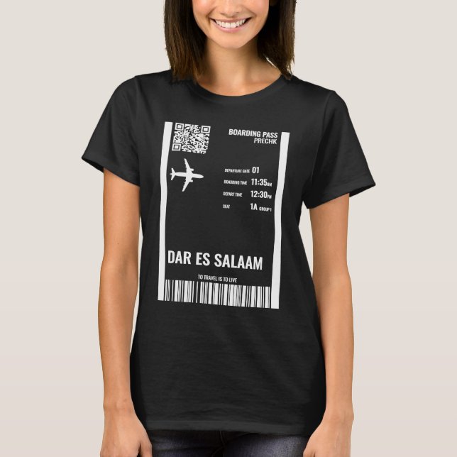 Camiseta Dar es Salaam Tanzania Boarding Pass Airline Ticke (Frente)