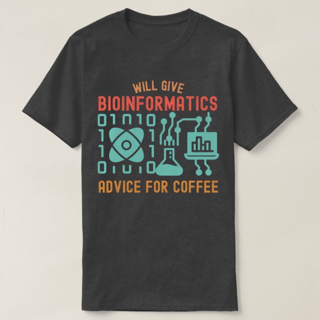 Camiseta Dará Conselhos de Bioinformática para o Café (Frente do Design)