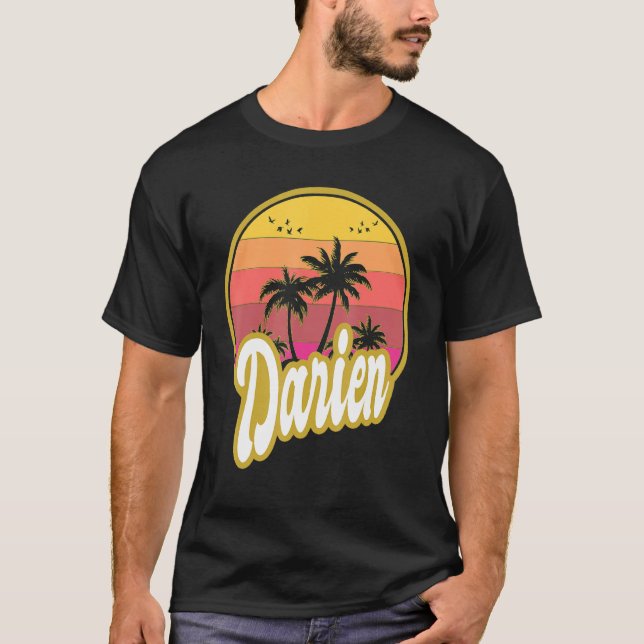 Camiseta Darien Georgia Beach Retro Sunset (Frente)