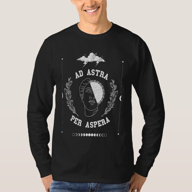 Camiseta Dark Academia Ad Astra Per Aspera Tarot Sun Moon a (Frente)