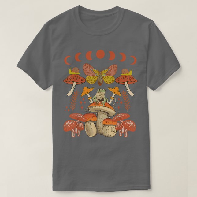 Camiseta Dark Academia Aesthetic Mystic Mushrooms Moon Taro (Frente do Design)