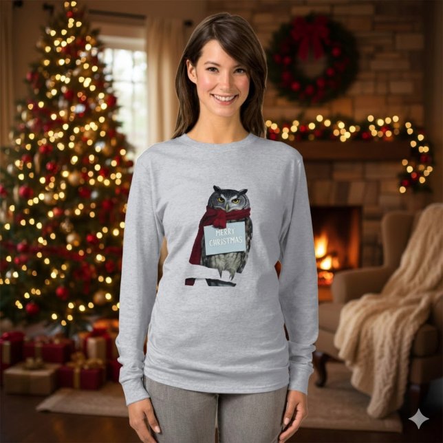 Camiseta Dark Academia Christmas Owl Merry T-Shirt (Criador carregado)
