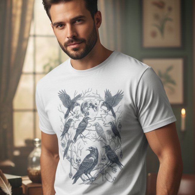 Camiseta Dark Academia Moonlit Raven Gothic Graphic (Gothic raven tshirt
)