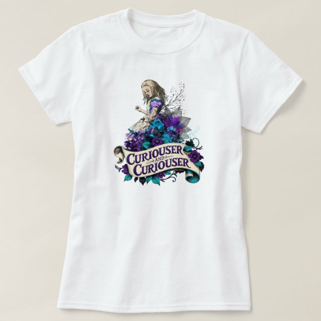Camiseta Dark Alice Curiouser and Curiouser T-Shirt (Frente do Design)