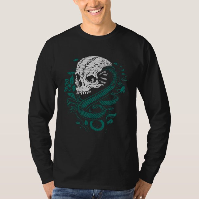 Camiseta Dark Arts Halloween Black Metal Magic Snake Skull  (Frente)