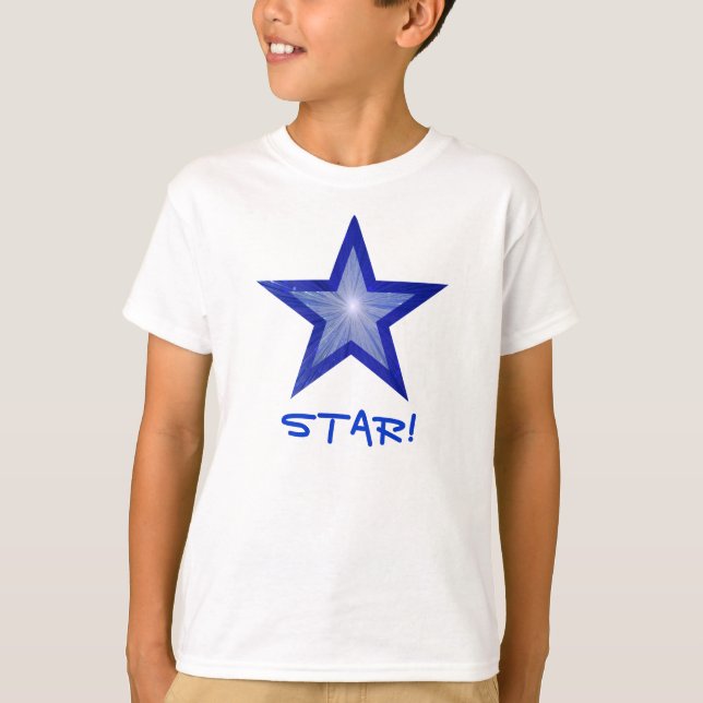 Camiseta Dark Blue Star 'STAR!' para crianças (Frente)