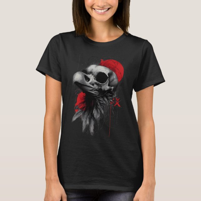 Camiseta Dark Crow Skull Occult Grunge Women's T-Shirt (Frente)